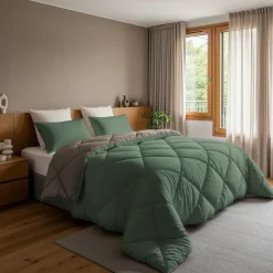 Sleeptime Dekbed zonder Overtrek Diamond 200x200 – Met Kussenslopen – Wasbaar – Groen/Kaki Outlet