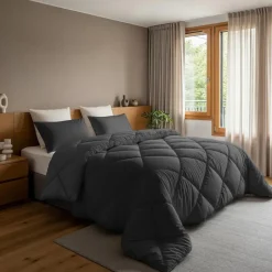 Sleeptime Dekbed zonder Overtrek Diamond 140x200 – Met Kussenslopen – Wasbaar – Antraciet