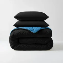 Sleeptime Dekbed zonder Overtrek Diamond 200x200 – Met Kussenslopen– Wasbaar – Zwart/Blauw Discount