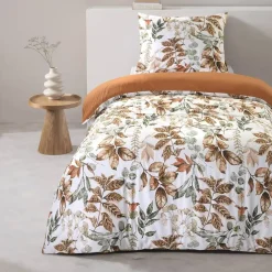 Leen Bakker Dekbedovertrek Celina - wit/terra - 140x220 cm Clearance