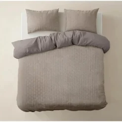 Sleeptime Dekbedovertrek Japandi 200x220 – Flanel Fleece – Zacht & Warm – Taupe Hot