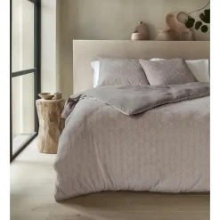 Sleeptime Dekbedovertrek Japandi 140x220 – Flanel Fleece – Zacht & Warm – Taupe Discount