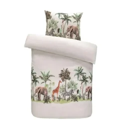 Leen Bakker Dekbedovertrek Job dieren - off-white - 140x200 cm