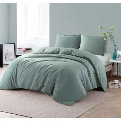 Leen Bakker Dekbedovertrek Jorrit effen - groen - 200x200/220 cm Hot