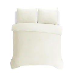 Sleeptime Dekbedovertrek Leaves 200x200 – Fluweelzacht Uni Design – Crème