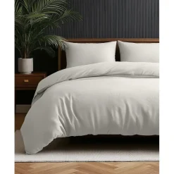 Sleeptime Dekbedovertrek Leaves 200x200 – Fluweelzacht Uni Design – Crème