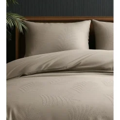 Sleeptime Dekbedovertrek Leaves 240x220 – Fluweelzacht Uni Design – Taupe Hot