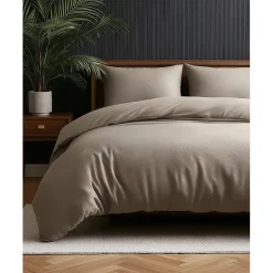 Sleeptime Dekbedovertrek Leaves 200x200 – Fluweelzacht Uni Design – Taupe Discount