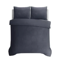 Sleeptime Dekbedovertrek Leaves 240x220 – Fluweelzacht Uni Design – Antraciet Sale