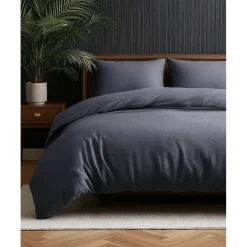 Sleeptime Dekbedovertrek Leaves 240x220 – Fluweelzacht Uni Design – Antraciet Sale