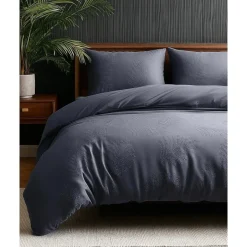 Sleeptime Dekbedovertrek Leaves 240x220 – Fluweelzacht Uni Design – Antraciet Sale