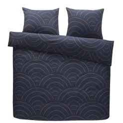 Leen Bakker Dekbedovertrek Sendai grafisch - blauw/caramel - 240x200/220 cm Online