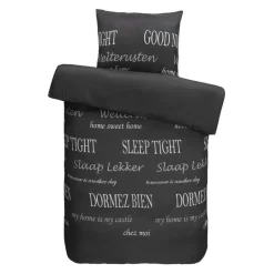 Leen Bakker Dekbedovertrek Slaap Lekker - zwart - 140x200 cm Sale