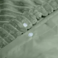 Sleeptime Dekbedovertrek Teddy Rib 140x220 – Fluweelzacht & Knus Design - Groen Sale