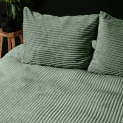 Sleeptime Dekbedovertrek Teddy Rib 140x220 – Fluweelzacht & Knus Design - Groen Sale