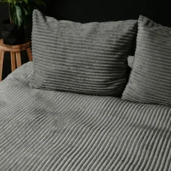 Sleeptime Dekbedovertrek Teddy Rib 200x220 – Fluweelzacht & Knus Design - Grijs Outlet