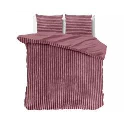Sleeptime Dekbedovertrek Teddy Rib 240x220 – Fluweelzacht & Knus Design - Roze Sale