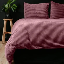 Sleeptime Dekbedovertrek Teddy Rib 240x220 – Fluweelzacht & Knus Design - Roze Sale