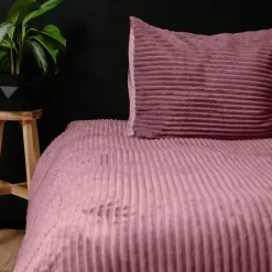 Sleeptime Dekbedovertrek Teddy Rib 240x220 – Fluweelzacht & Knus Design - Roze Sale