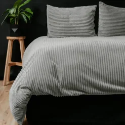 Sleeptime Dekbedovertrek Teddy Rib 240x220 – Fluweelzacht & Knus Design - Grijs Sale