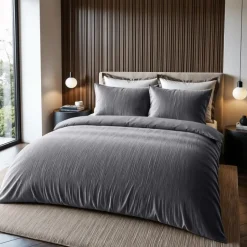 Sleeptime Dekbedovertrek Velvet Cartier 240x220 – Fluweelzacht Uni Design – Antraciet Discount