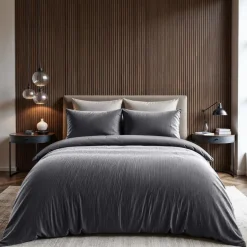 Sleeptime Dekbedovertrek Velvet Cartier 240x220 – Fluweelzacht Uni Design – Antraciet Discount