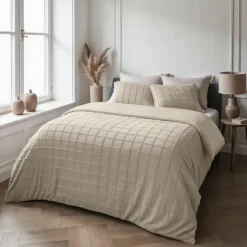 Sleeptime Dekbedovertrek 240x220 – Furry Check Design & Zacht Warm Fleece Clearance