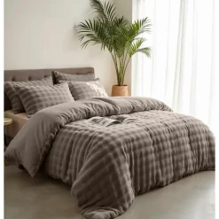 Sleeptime Dekbedovertrek 140x220 – Pompom Design & Warm Flanel Fleece - Taupe Hot