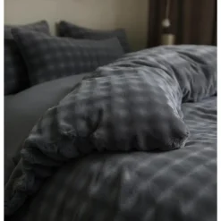 Sleeptime Dekbedovertrek 140x220 – Pompom Design & Warm Flanel Fleece - Antraciet Online