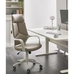 Leen Bakker DELIGHT - Bureaustoel - Taupe - Kunstleer Discount