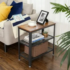 Parya Home Deluxe Bijzettafel - Met 2 Roosters -Vintage - Industrieel -Bruin Sale