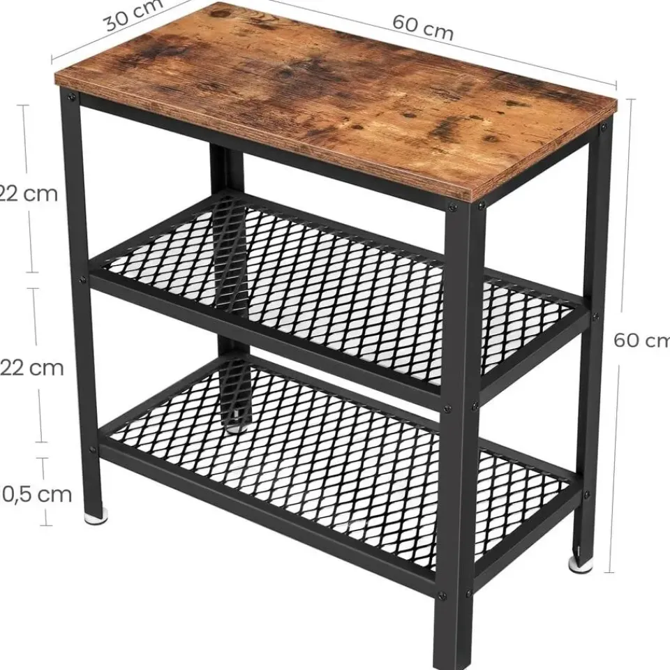 Parya Home Deluxe Bijzettafel - Met 2 Roosters -Vintage - Industrieel -Bruin Sale