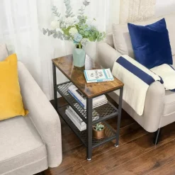 Parya Home Deluxe Bijzettafel - Met 2 Roosters -Vintage - Industrieel -Bruin Sale