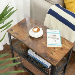 Parya Home Deluxe Bijzettafel - Met 2 Roosters -Vintage - Industrieel -Bruin Sale