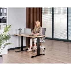 Leen Bakker DESTINES - Elektr bureau - Zwart/Lichtbruin - 120 x 60 cm - Vezelplaat Sale