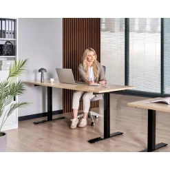 Leen Bakker DESTINES - Elektr bureau - Zwart/Lichtbruin - 180 x 72 cm - Vezelplaat Discount