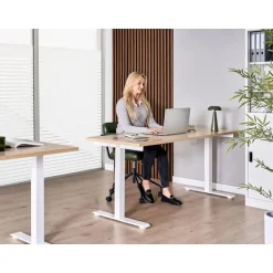 Leen Bakker DESTINES - Elektr bureau - Wit/Lichtbruin - 160 x 72 cm - Vezelplaat Clearance