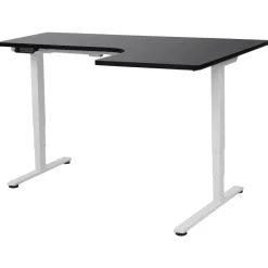 Beliani DESTINES - Elektrisch bureau - Wit/Zwart - Rechtszijdig - Vezelplaat Discount