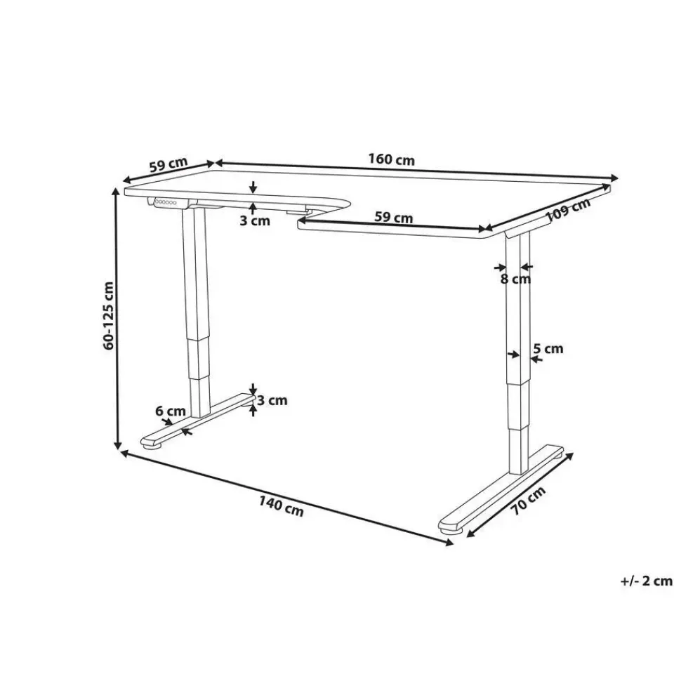 Beliani DESTINES - Elektrisch bureau - Wit/Zwart - Rechtszijdig - Vezelplaat Discount