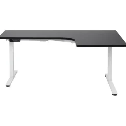 Beliani DESTINES - Elektrisch bureau - Wit/Zwart - Rechtszijdig - Vezelplaat Discount