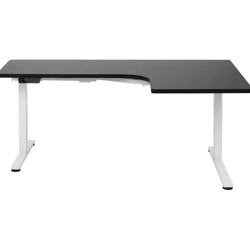 Beliani DESTINES - Elektrisch bureau - Wit/Zwart - Rechtszijdig - Vezelplaat Discount