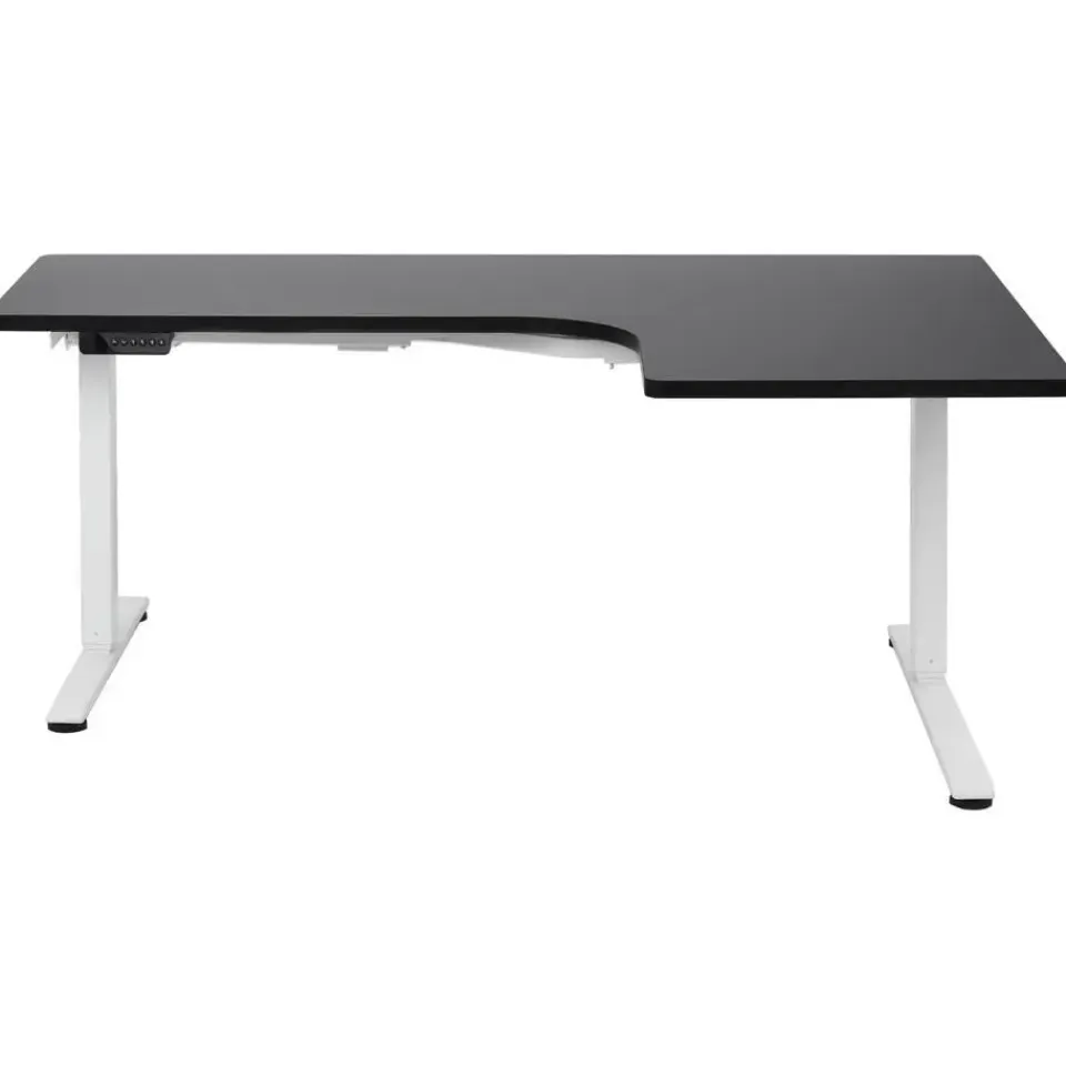 Beliani DESTINES - Elektrisch bureau - Wit/Zwart - Rechtszijdig - Vezelplaat Discount
