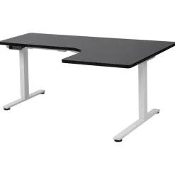 Beliani DESTINES - Elektrisch bureau - Wit/Zwart - Rechtszijdig - Vezelplaat Discount