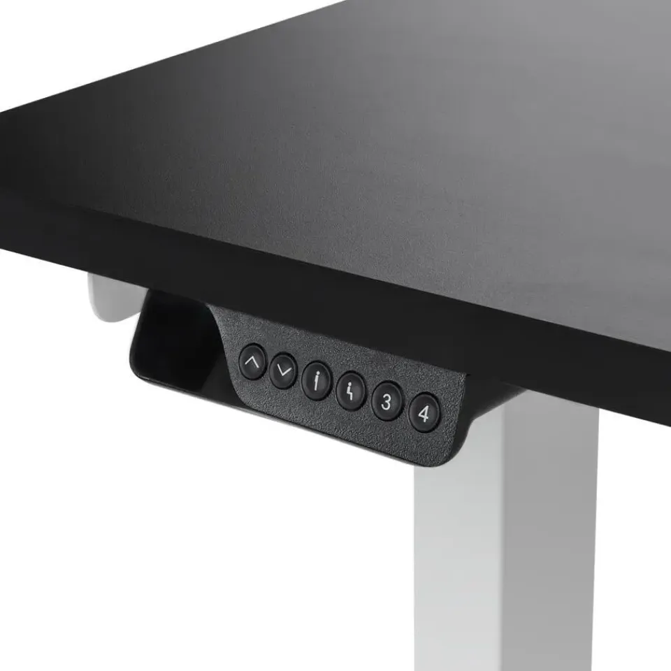 Beliani DESTINES - Elektrisch bureau - Wit/Zwart - Rechtszijdig - Vezelplaat Discount