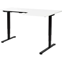 Beliani DESTINES - Elektrisch bureau - Zwart/Wit - Rechtszijdig - Vezelplaat New