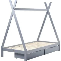 Beliani DEVAY - Kinderbed met opbergruimte - Grijs - 90 x 200 cm - Grenenhout Discount