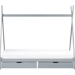 Beliani DEVAY - Kinderbed met opbergruimte - Grijs - 90 x 200 cm - Grenenhout Discount