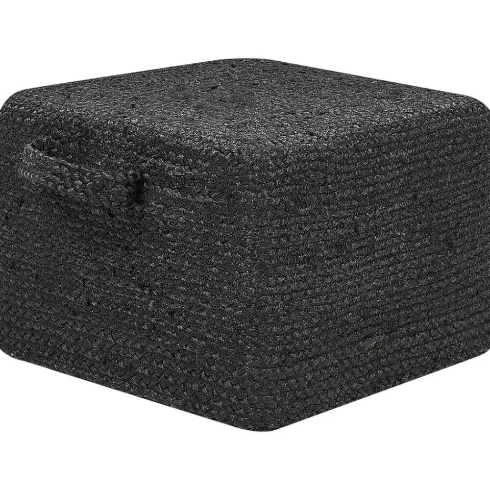 Beliani DHADAR - Poef - Zwart - Jute Sale