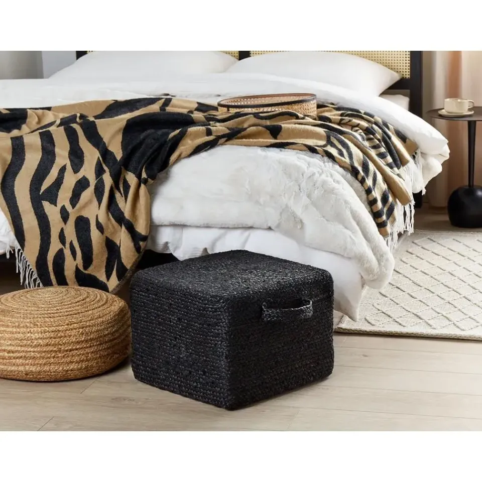 Beliani DHADAR - Poef - Zwart - Jute Sale