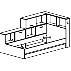 DIAGONE Bed Erwan - Opbergruimte - 90x200cm - Zwart/Kastanjekleur Clearance